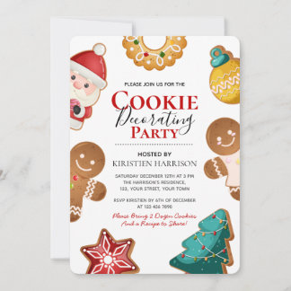 Süße Lebkuchen-Weihnachtsplätzchen-Verzierungs-Par Einladung