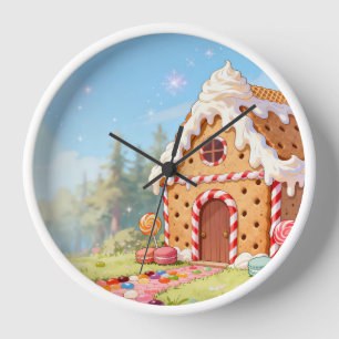 Süße Lebkuchenhäuschen-Wanduhr Uhr