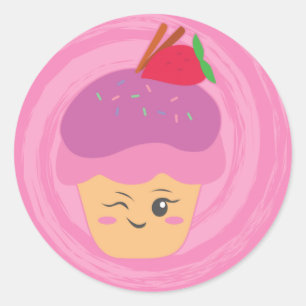 Süße Leckereien - Cupcakes! Runder Aufkleber