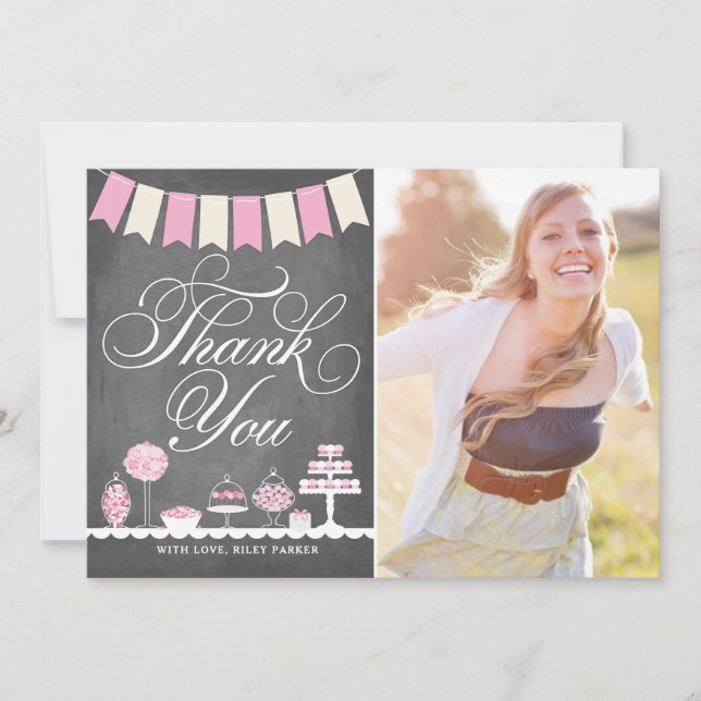 Süße Leckereien danken Ihnen mit Foto Dankeskarte (Vorderseite)