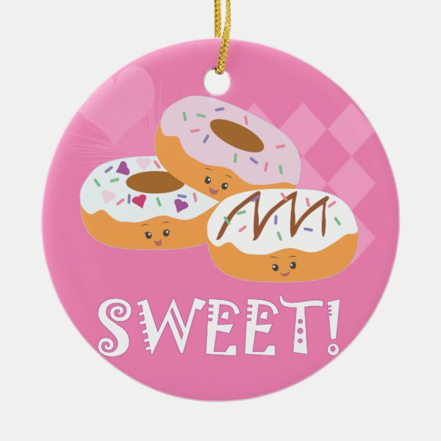 Süße Leckereien - Donuts! Keramik Ornament (Vorne)