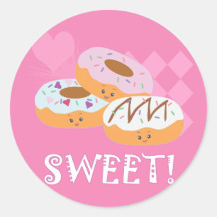 Süße Leckereien - Donuts! Runder Aufkleber
