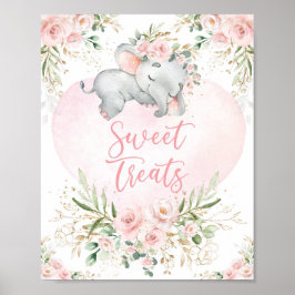 Süße Leckereien | Dreamy Baby Elephant Blush Flora Poster