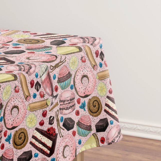 Süße Leckereien in Rosa Tischdecke (Beispiel)