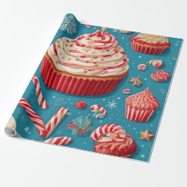 Süße Leckereien & Zuckerstangen Türkis Geburtstag Geschenkpapier