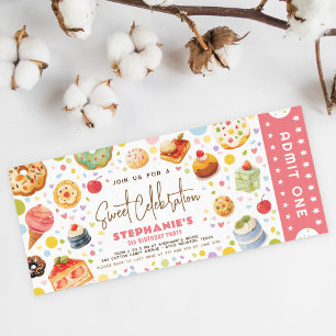 Süße Leckereien zum Geburtstag Eintrittskarte Einladung