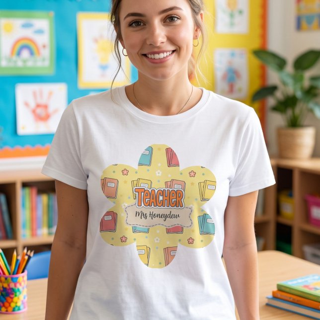 Süße Lehrer Schulbuch Muster  T-Shirt (Von Creator hochgeladen)