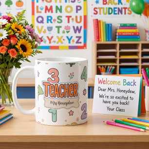 Süße Lehrer-Schulzahlen-Muster Kaffeetasse