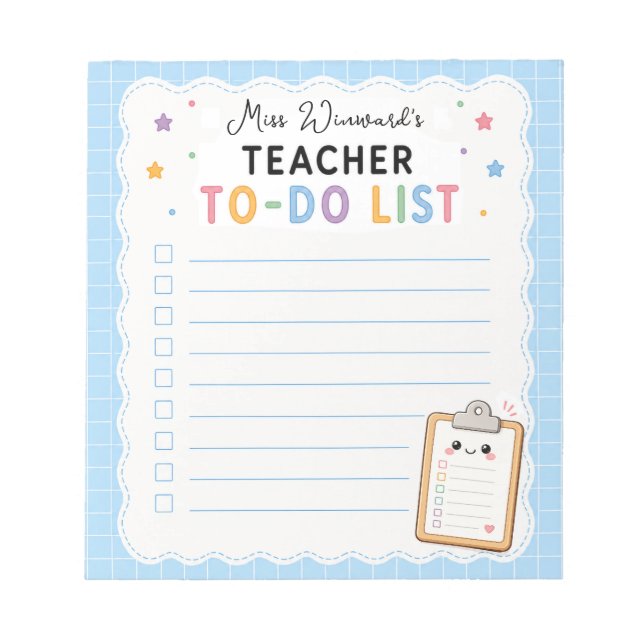 Süße Lehrer-To-Do-Liste Notizblock (Vorderseite)