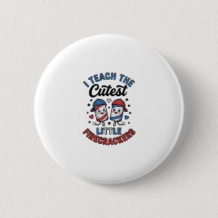 Süße Lehrerin Feuerwerk Vintage 4. Juli Sch Button