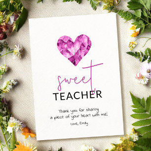 Süße Lehrerin mit violettem Herzen Feiertagskarte
