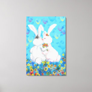 Süße Leinwand Liebe Drucken Paar Hase