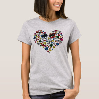 Süße Leopard Büffel Karo Herzen Valentinstag Paar T-Shirt