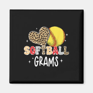 Süße Leopard-Herz Softball-Gram Softball-Spieler L Magnet