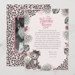 Süße Leopard Safari Mädchen Baby Shower Dankeskarte
