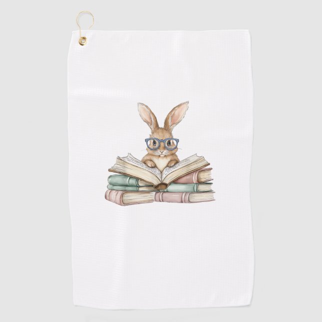 Süße Lesebunny-Brille Bücher Bücherwurm Leser T Golfhandtuch (Vorderseite)
