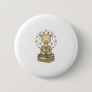 Süße lesende Giraffe Buchliebhaber Vintage-Shirt D Button