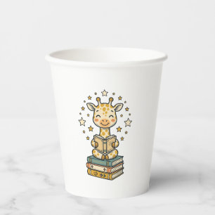 Süße lesende Giraffe Buchliebhaber Vintage-Shirt D Pappbecher