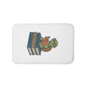 Süße lesende Schildkröte auf Büchern Vintage Vekto Badematte