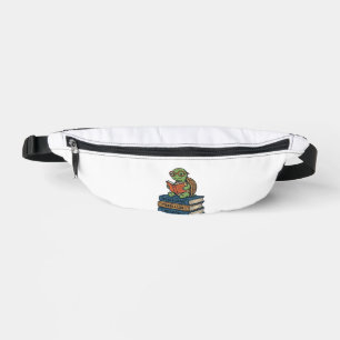 Süße lesende Schildkröte auf Büchern Vintage Vekto Bauchtasche
