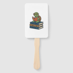 Süße lesende Schildkröte auf Büchern Vintage Vekto Fächer