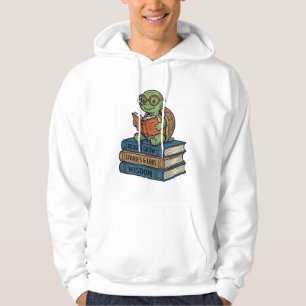 Süße lesende Schildkröte auf Büchern Vintage Vekto Hoodie
