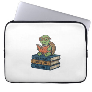 Süße lesende Schildkröte auf Büchern Vintage Vekto Laptopschutzhülle