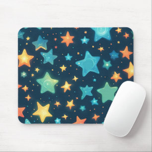 Süße leuchtende Sterne auf Blau Mousepad