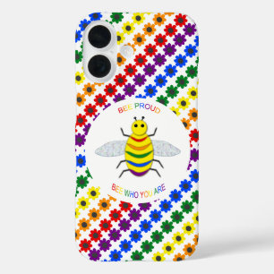 Süße LGBT stolze Regenbogenbiene und Blumen iPhone 16 Hülle