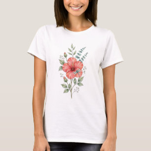 Süße Libellen-Hibiskus-Aquarell-Garten T-Shirt