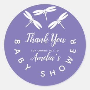 Süße Libellen Lila Babyparty Dankeschön Runder Aufkleber