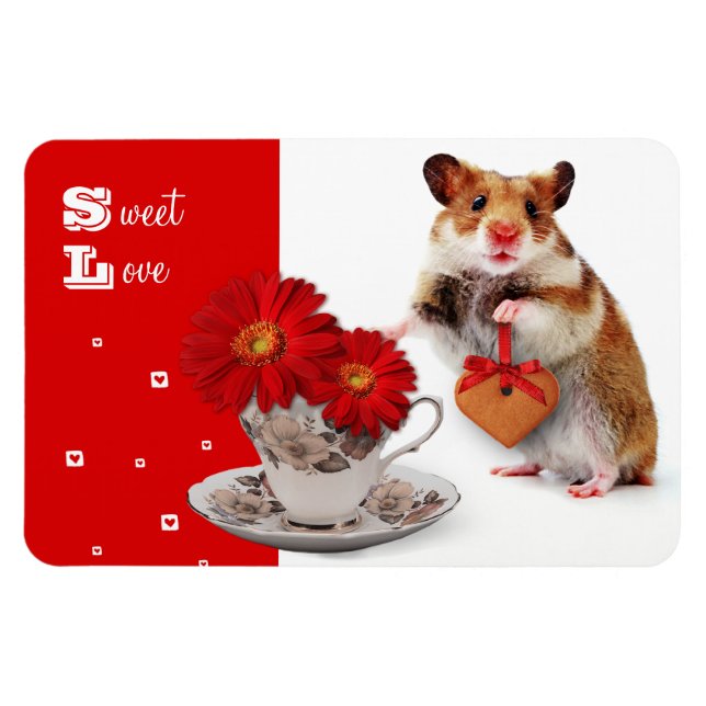Süße Liebe. Funny Hamster Valentine's Day-Geschenk Magnet (Horizontal)