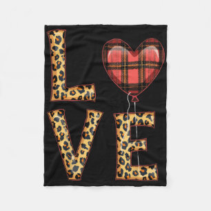 Süße Liebe Karo Herz Leopard Valentinstag Damen Fleecedecke
