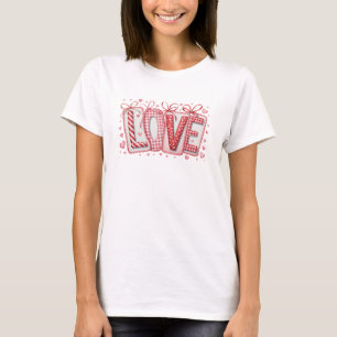 Süße Liebe Rot-Weiße-Typografie Valentinstag T-Shirt