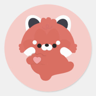 Süße Liebe Roter Panda Runder Aufkleber