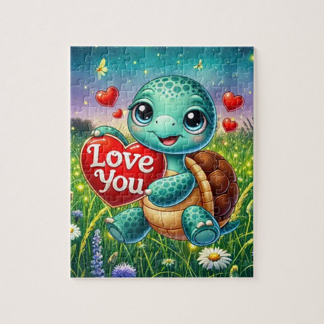 Süße Liebe Schildkröte Herz  Puzzle (Vertikal)