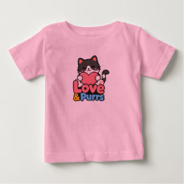 Süße Liebe & Schnurren Kawaii Katze hält Herz Baby T-shirt
