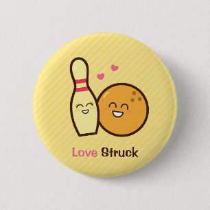 Süße Liebes Bowlingkugel und Pin Knopf Button