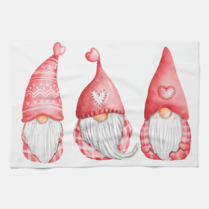 Süße Liebes-Gnome Valentinstag-Feier Geschirrtuch