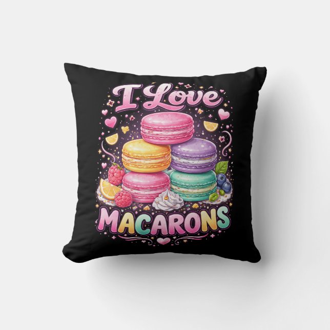 Süße Liebes-Macarons Kissen (Vorderseite)