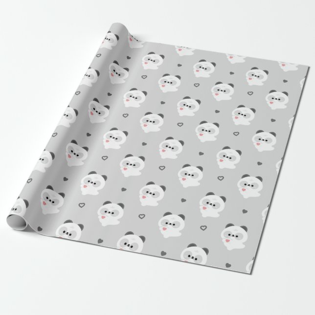Süße Liebes-Panda Geschenkpapier (Ungerollt)