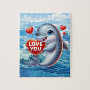 Süße Liebesdelfin Strand Puzzle