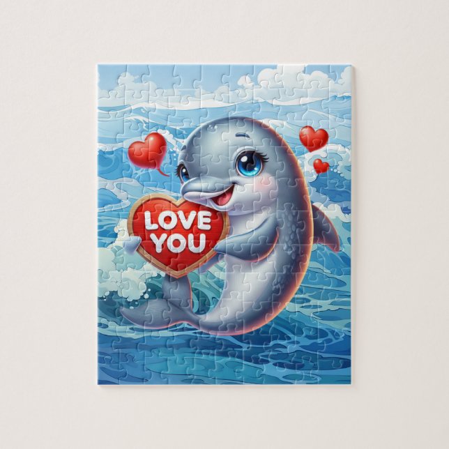 Süße Liebesdelfin Strand  Puzzle (Vertikal)