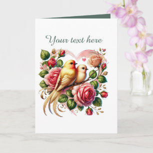 Süße Liebesvögel Hochzeit Text hinzufügen Karte