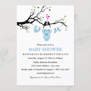Süße Liebesvögel Junge Baby Shower Einladung