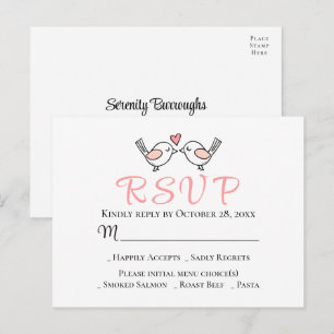 Süße Liebesvögel Rosa Liebesvögel Hochzeit RSVP Postkarte