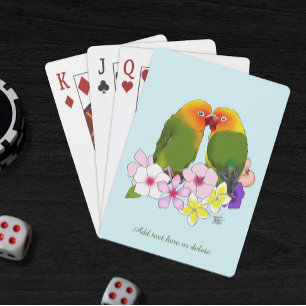 Süße Liebesvögel Tropische Blumen Romantischer Vog Spielkarten