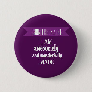Süße lila Bibelvers Positive Affirmation Button