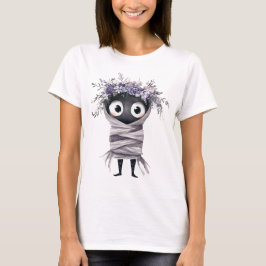 Süße lila Blumen-Mumie-Halloween-Frauen T-Shirt
