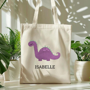 Süße lila Dinosaurier-Tasche personalisiert Tragetasche